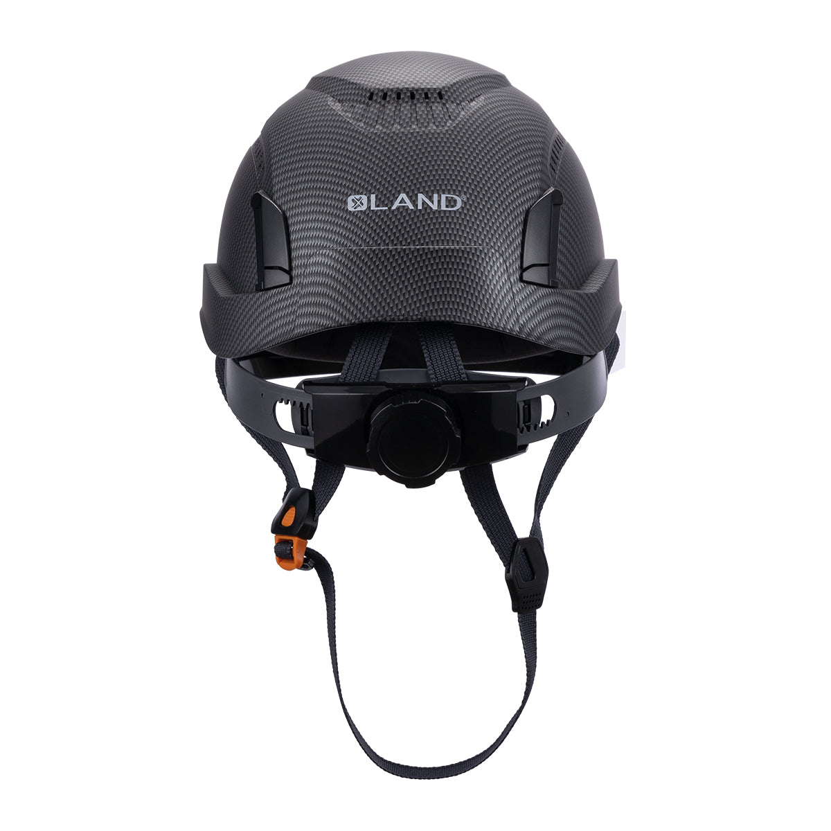 Back View of Type 1 ANSI/SEA Z89.1-2014 certified EcoPro Safety Helmet Carbon Color for Arborist, Construction & Industrial Fall Protection.