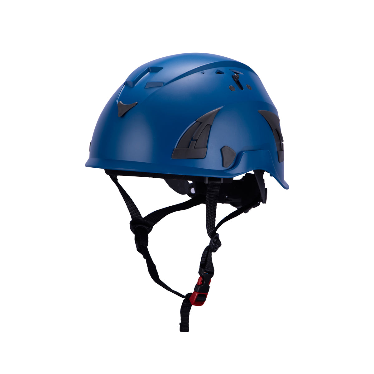 Blue AeroPro Safety Helmets on white background. ANSI/ISEA Z89.1-2014 OSHA Certified Type 1 Class C Safety Helmets used for Construction, Rescue & Arborist.