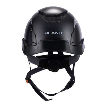 Back View of Type 1 ANSI/SEA Z89.1-2014, OSHA certified EcoPro Safety Helmet Black Color for Arborist, Industrial & Fall Protection. 