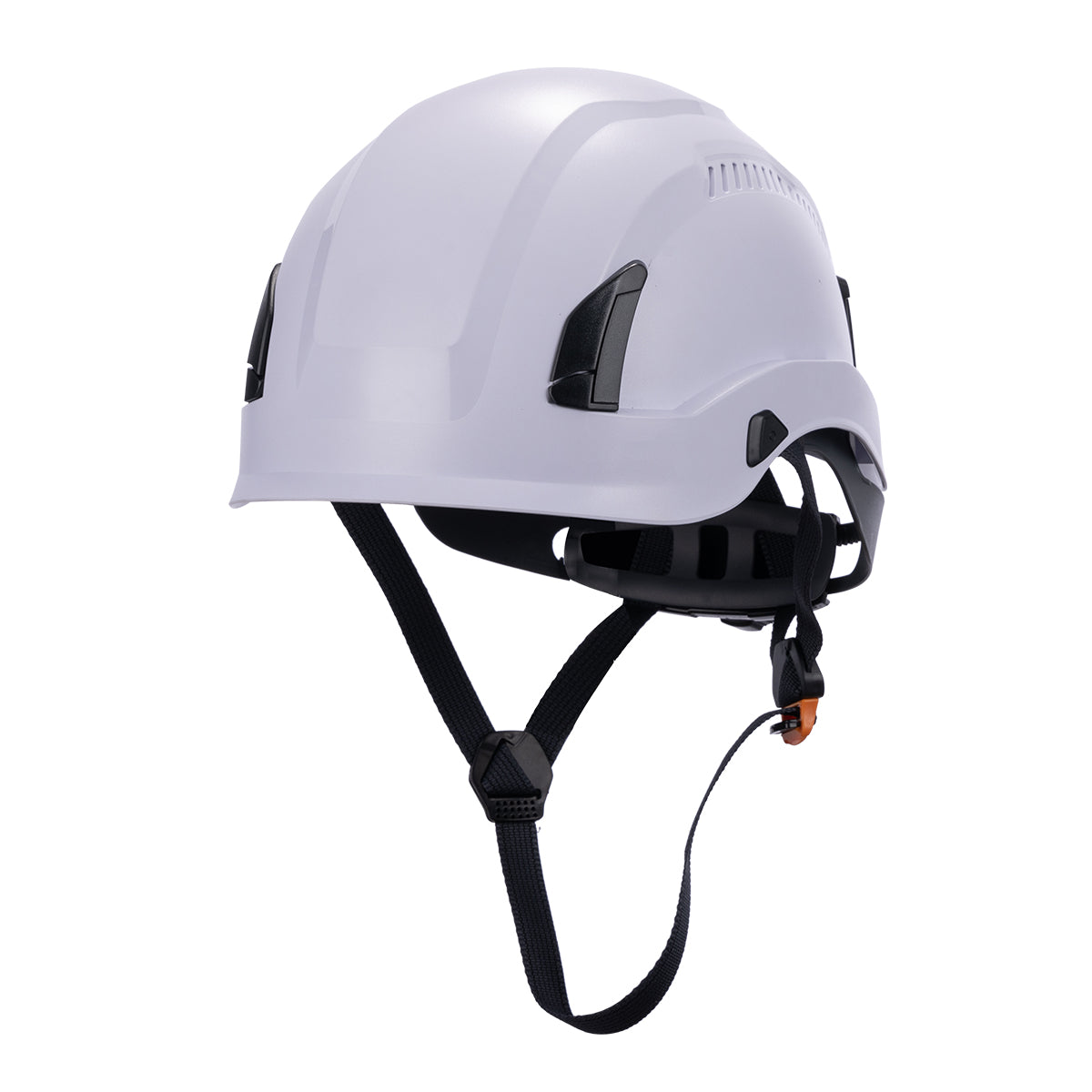 Front View of Type 1 ANSI/SEA Z89.1-2014, OSHA certified EcoPro Safety Helmet White Color for Arborist, Industrial & Fall Protection. 