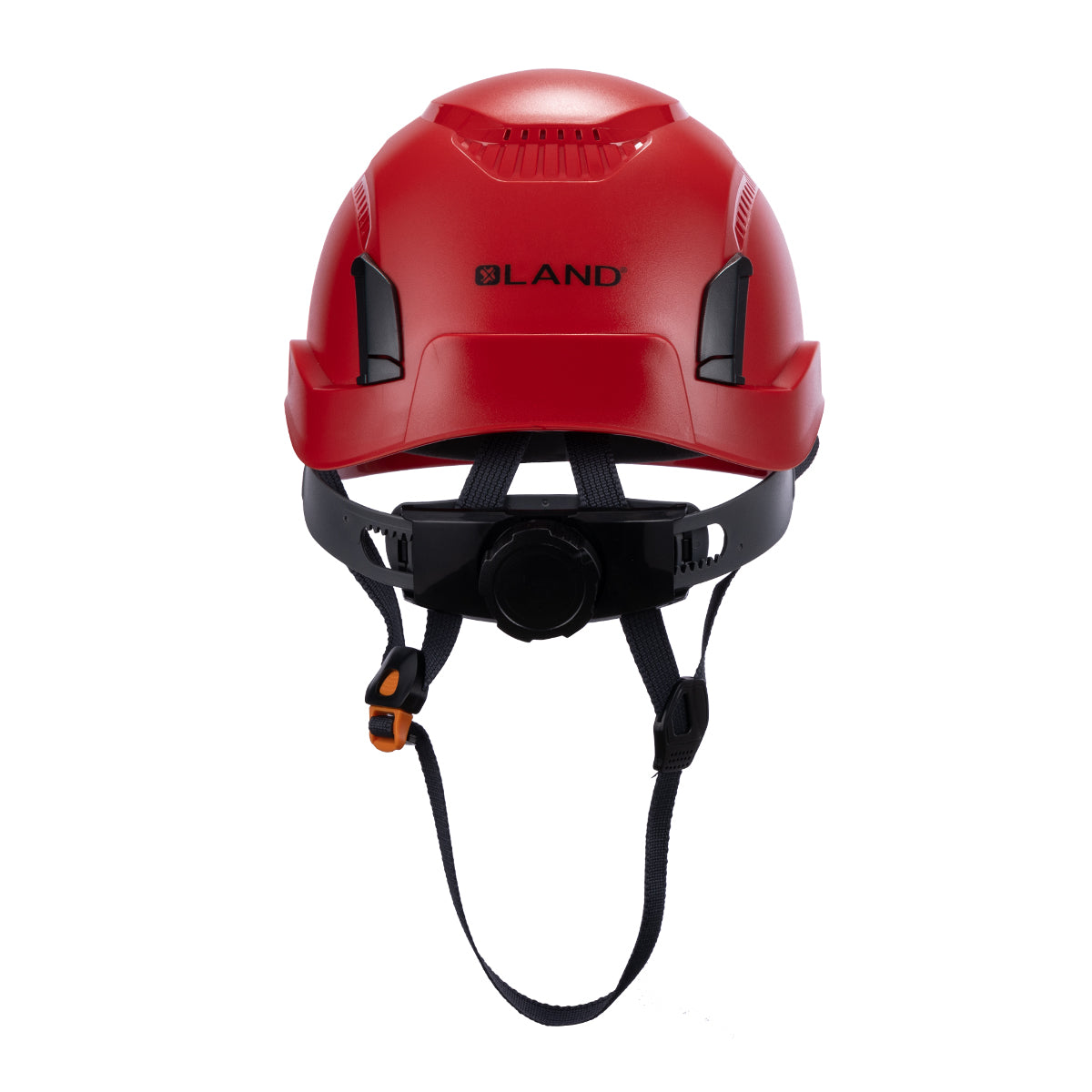Back View of Type 1 ANSI/SEA Z89.1-2014, OSHA certified EcoPro Safety Helmet Red Color for Arborist, Industrial & Fall Protection. 
