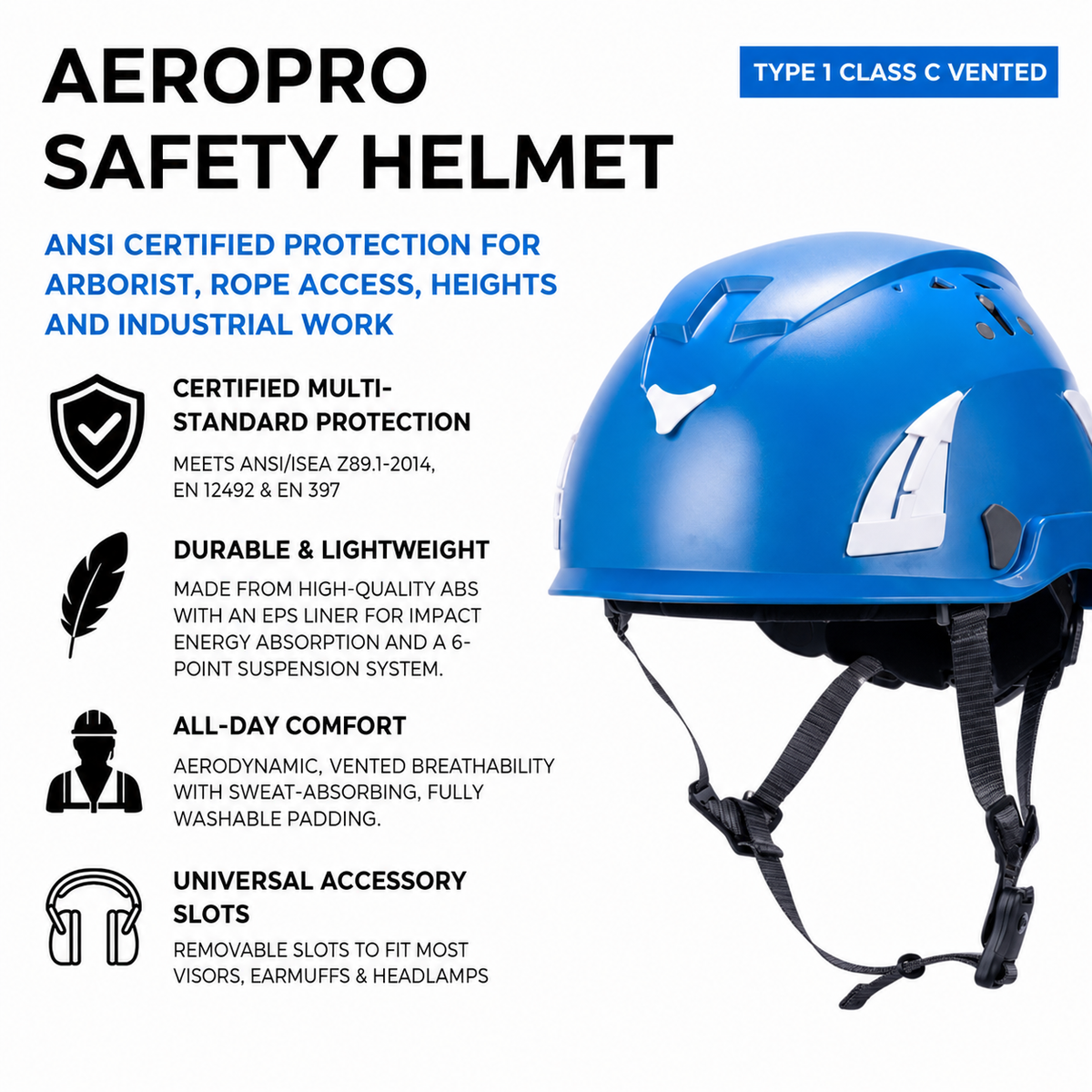 AeroPro Type 1 Class C (Vented) Safety Helmet (Copy)