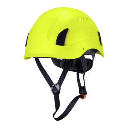 Front View of Type 1 ANSI/SEA Z89.1-2014 certified EcoPro Safety Helmet Green Color for Arborist, Industrial & Fall Protection. 
